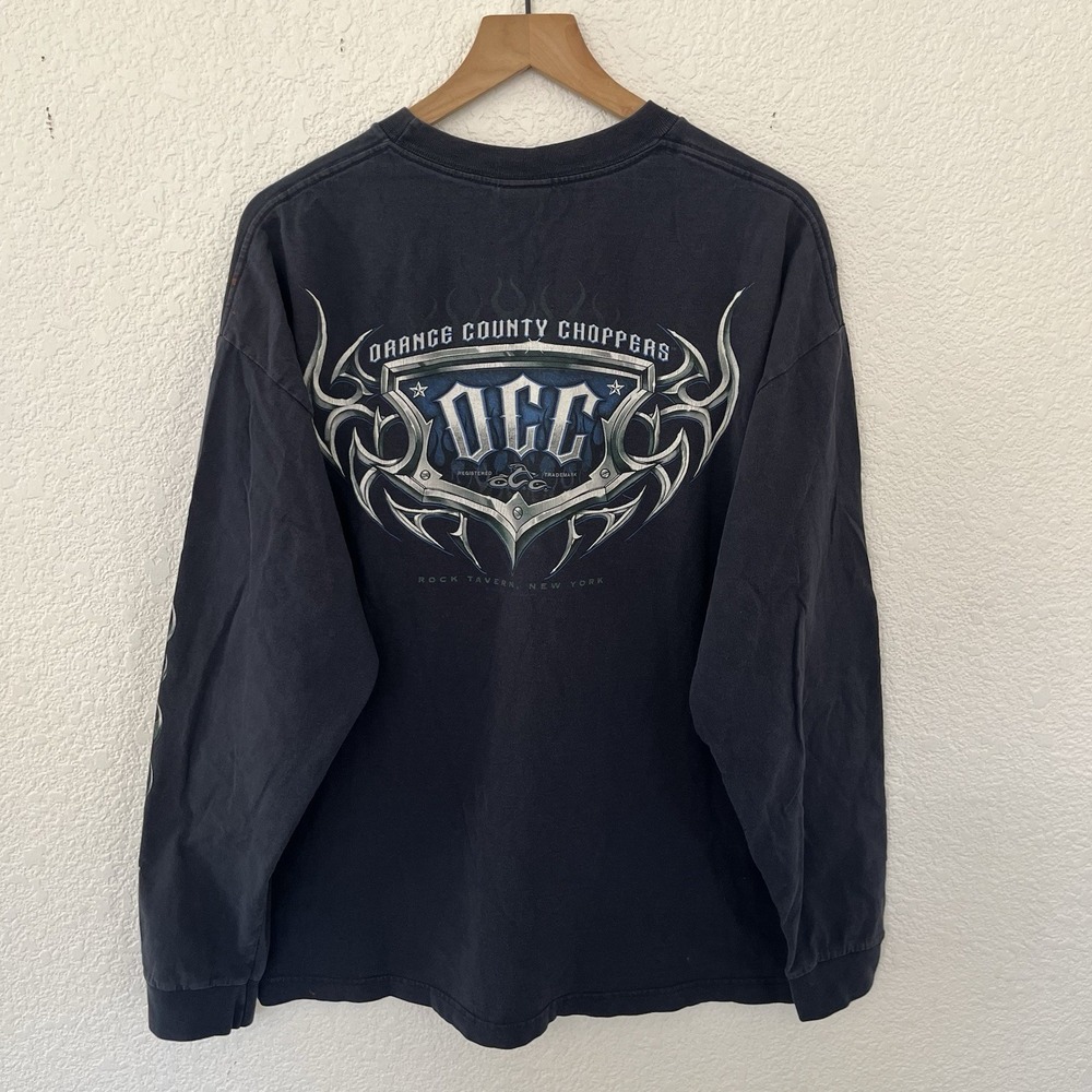 Vintage OCC Orange County Choppers Rock Tavern Long Sleeve T-Shirt XL Blue Y2K